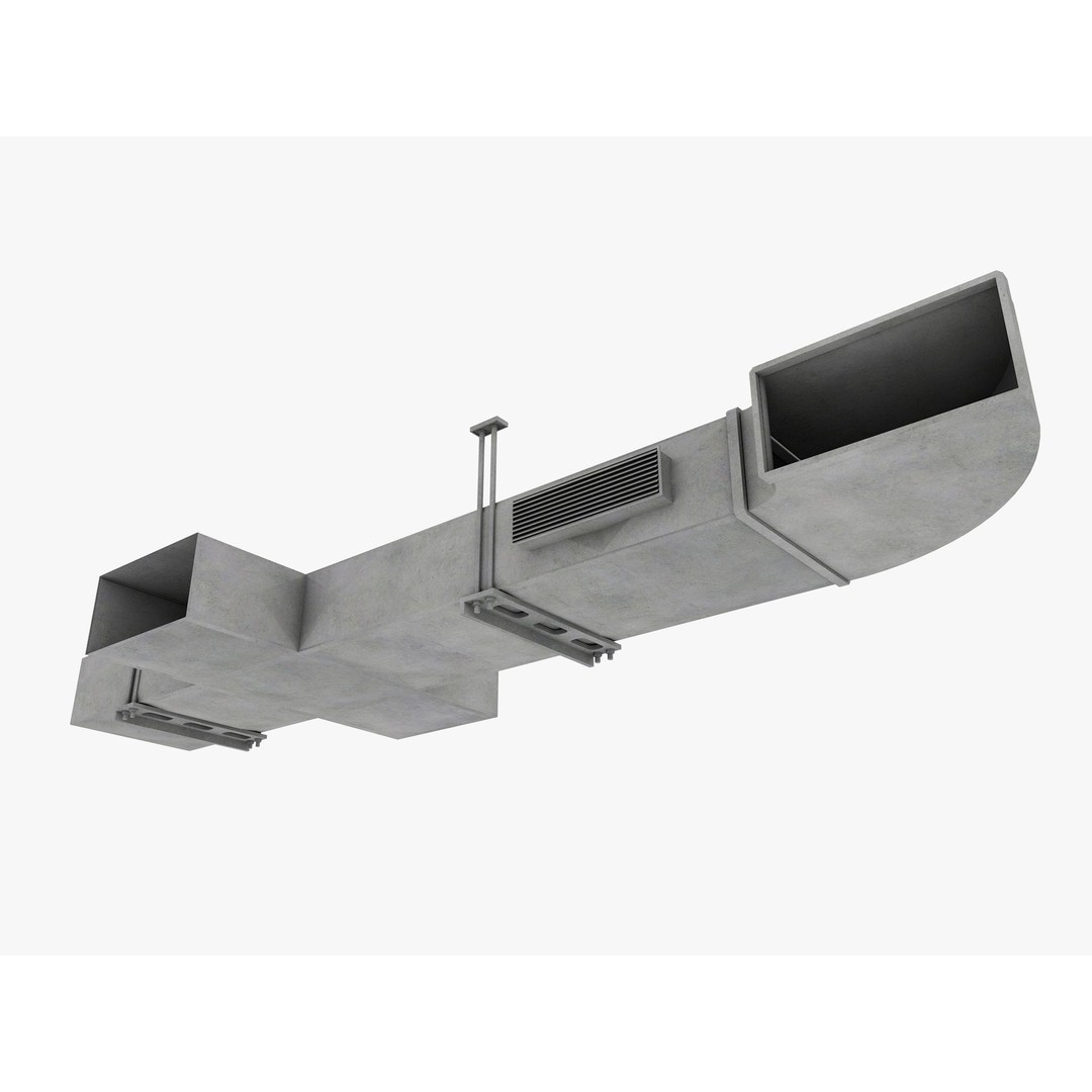 Ceiling Pipes and Vent 3D Model – Industrial Elements, FBX, Blender - View 10