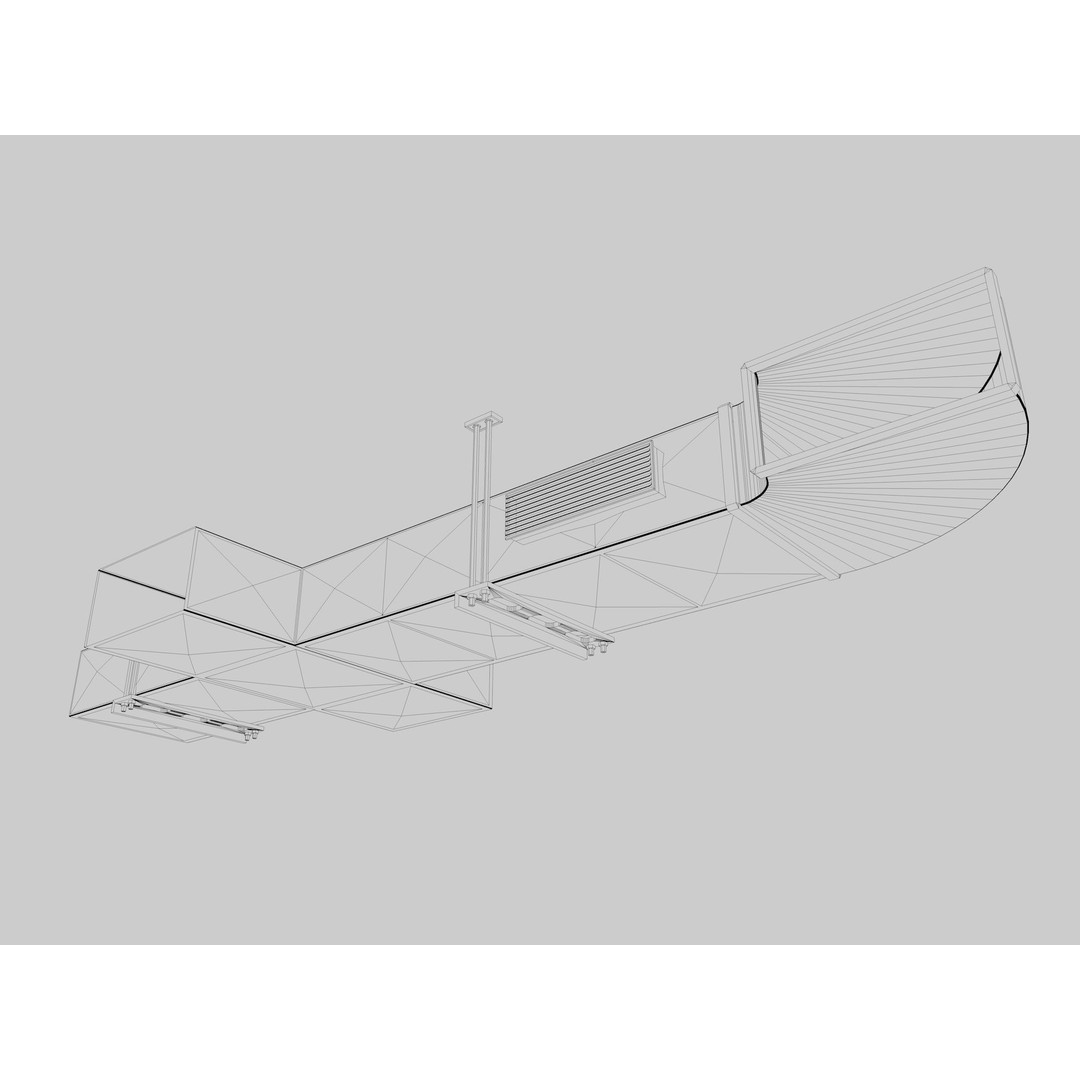 Ceiling Pipes and Vent 3D Model – Industrial Elements, FBX, Blender - View 11