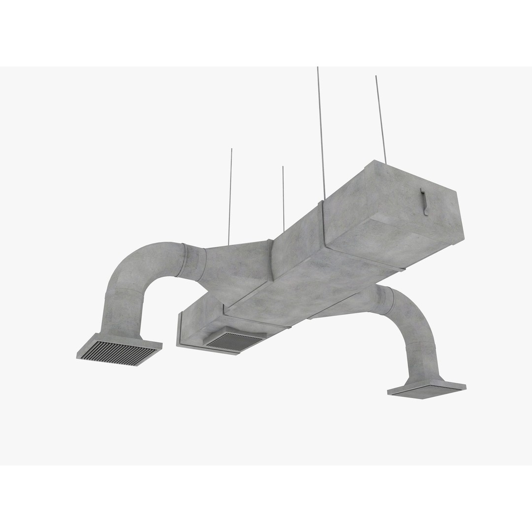 Ceiling Pipes and Vent 3D Model – Industrial Elements, FBX, Blender - View 6