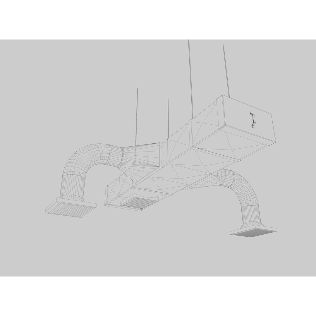 Ceiling Pipes and Vent 3D Model – Industrial Elements, FBX, Blender - View 7