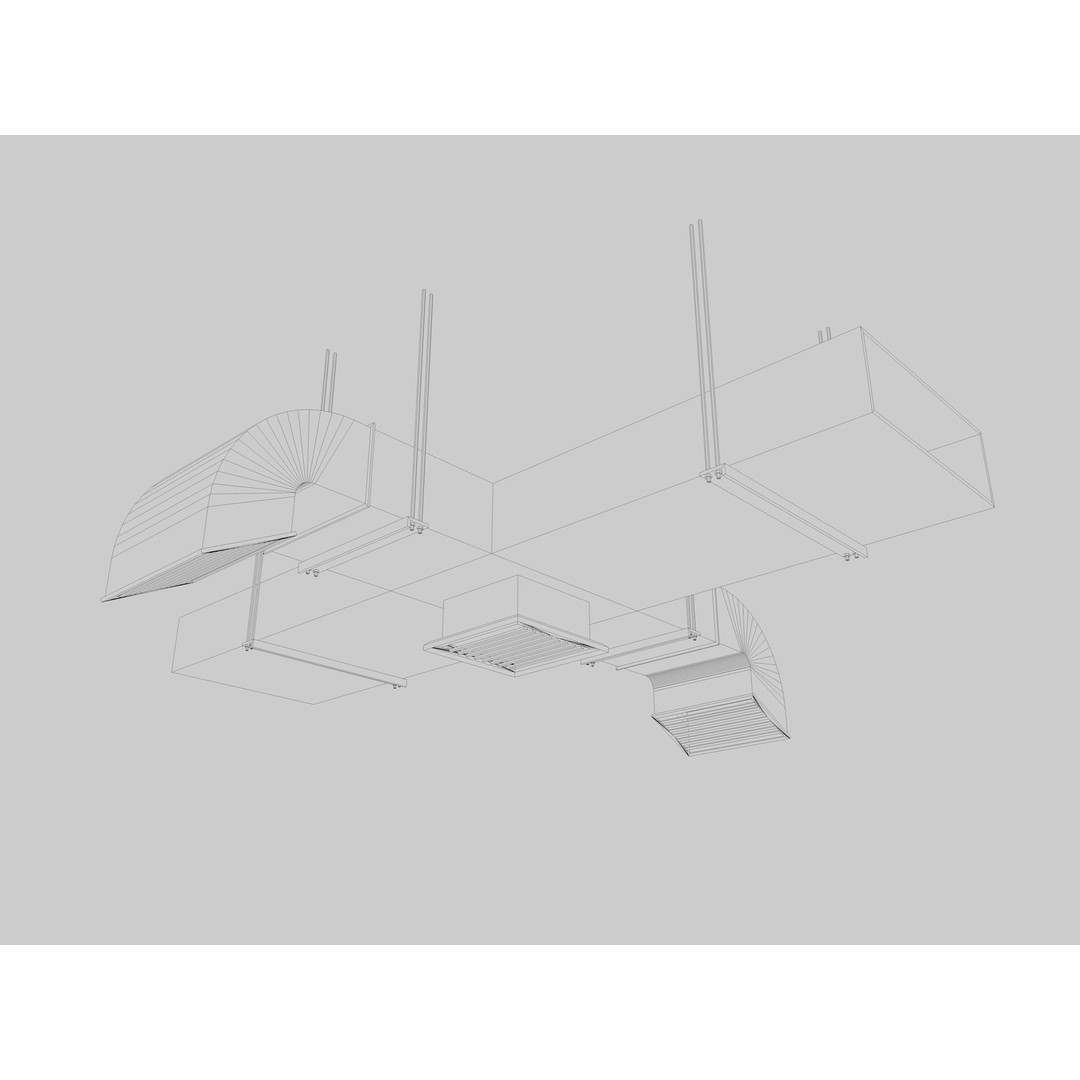 Ceiling Pipes and Vent 3D Model – Industrial Elements, FBX, Blender - View 9