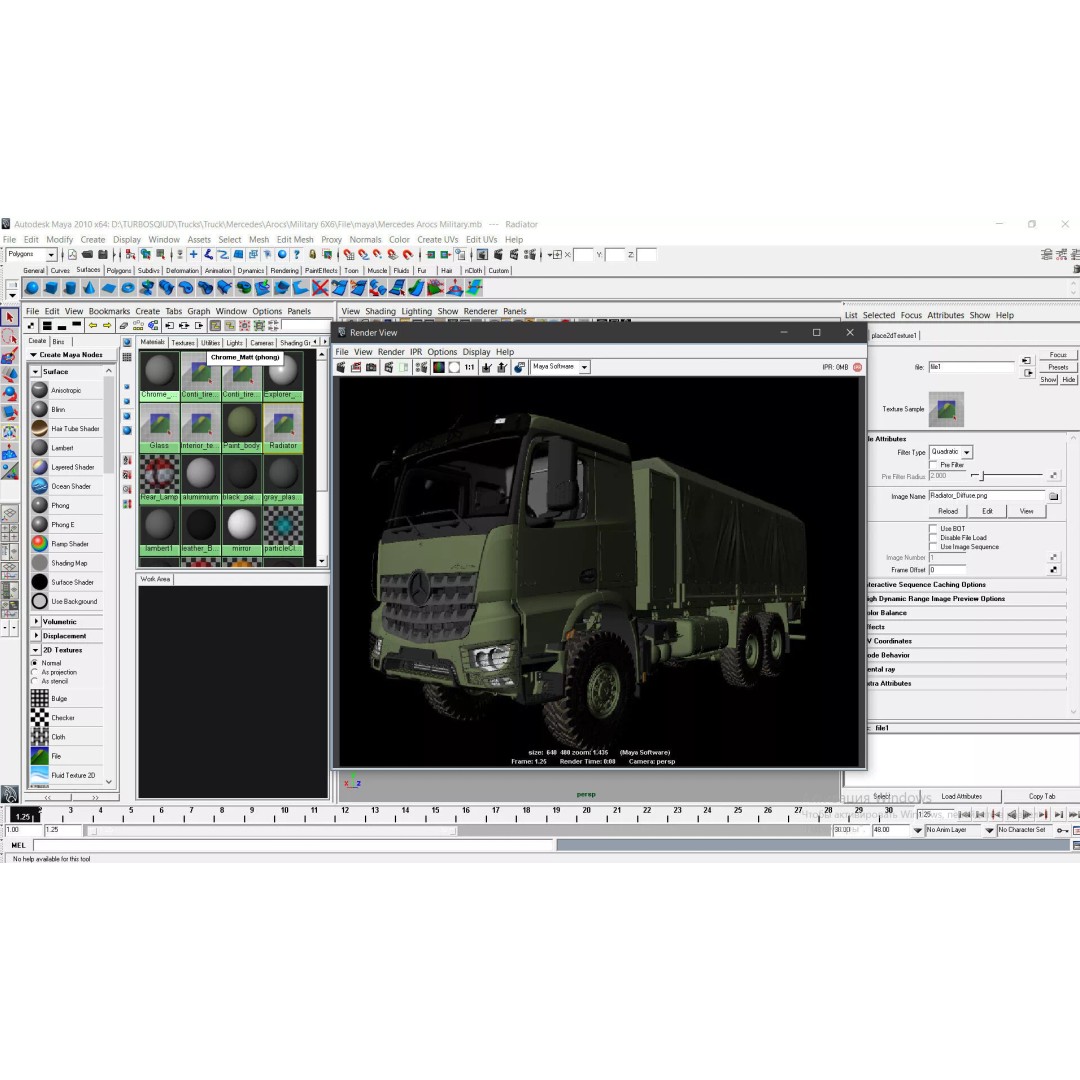 Mercedes Arocs Military 6X6 3D Model – Realistic Truck Asset, FBX, OBJ