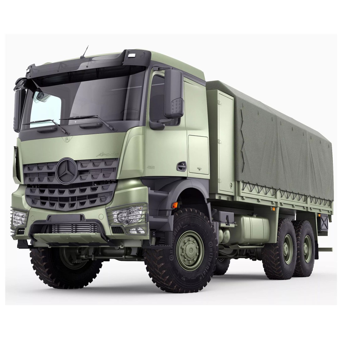Mercedes Arocs Military 6X6 3D Model – Realistic Truck Asset, FBX, OBJ - View 2