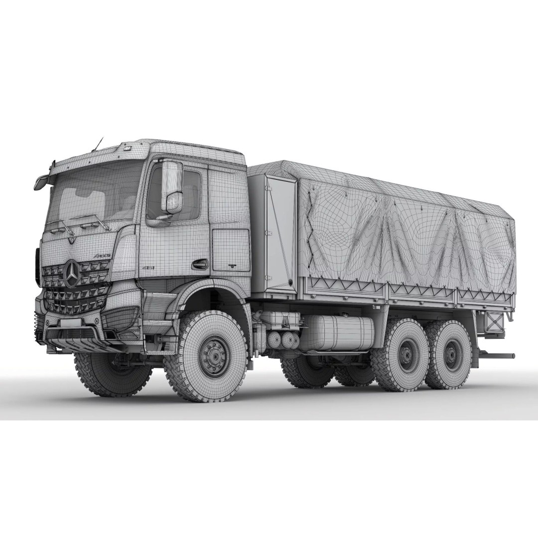 Mercedes Arocs Military 6X6 3D Model – Realistic Truck Asset, FBX, OBJ - View 23