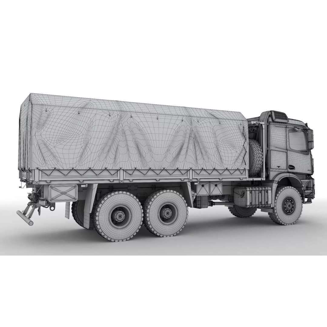 Mercedes Arocs Military 6X6 3D Model – Realistic Truck Asset, FBX, OBJ - View 25