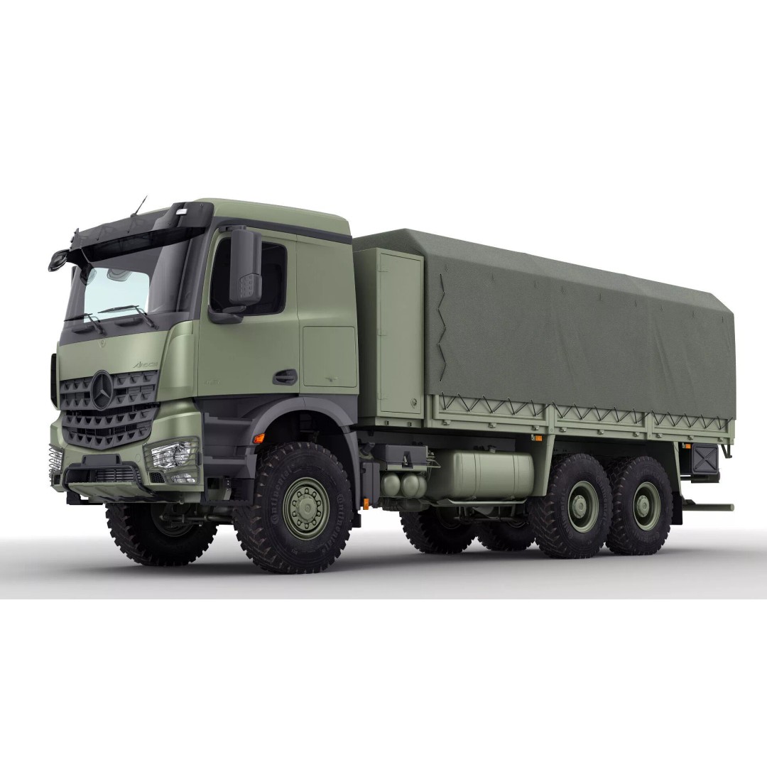 Mercedes Arocs Military 6X6 3D Model – Realistic Truck Asset, FBX, OBJ - View 3