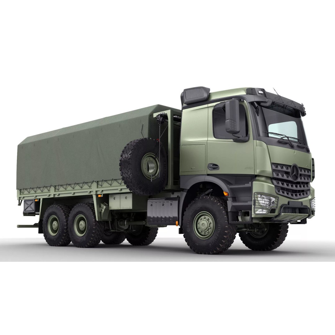Mercedes Arocs Military 6X6 3D Model – Realistic Truck Asset, FBX, OBJ - View 4