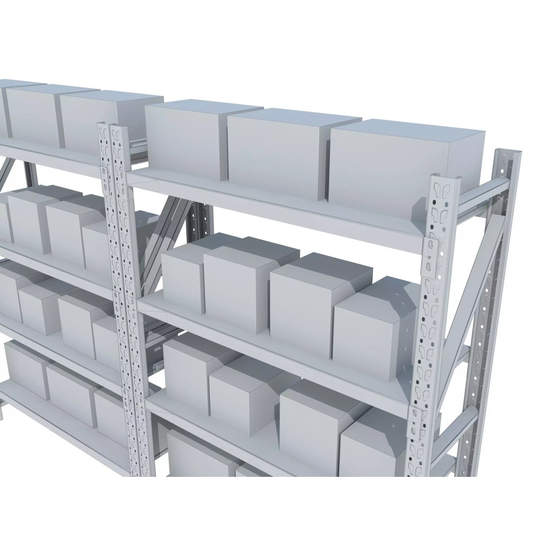 Warehouse Rack 3D Model – Realistic Storage Solution, FBX, OBJ