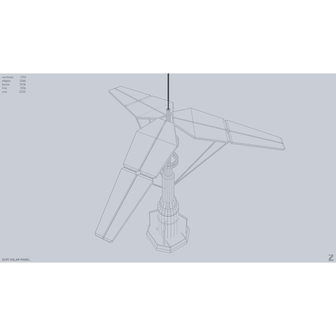 Sci-Fi Solar Panel 3D Model – Low Poly PBR Game Asset, FBX, OBJ