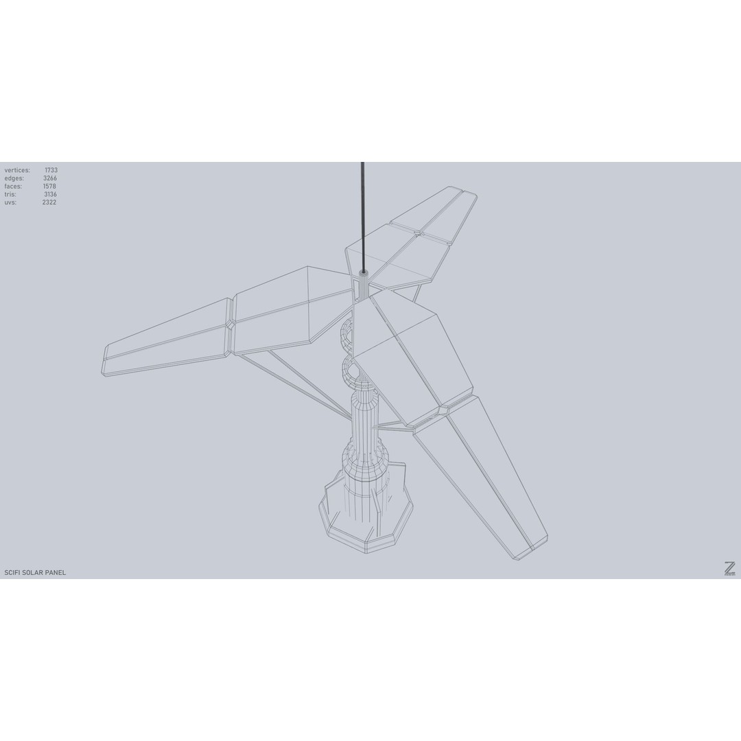 Sci-Fi Solar Panel 3D Model – Low Poly PBR Game Asset, FBX, OBJ - View 13