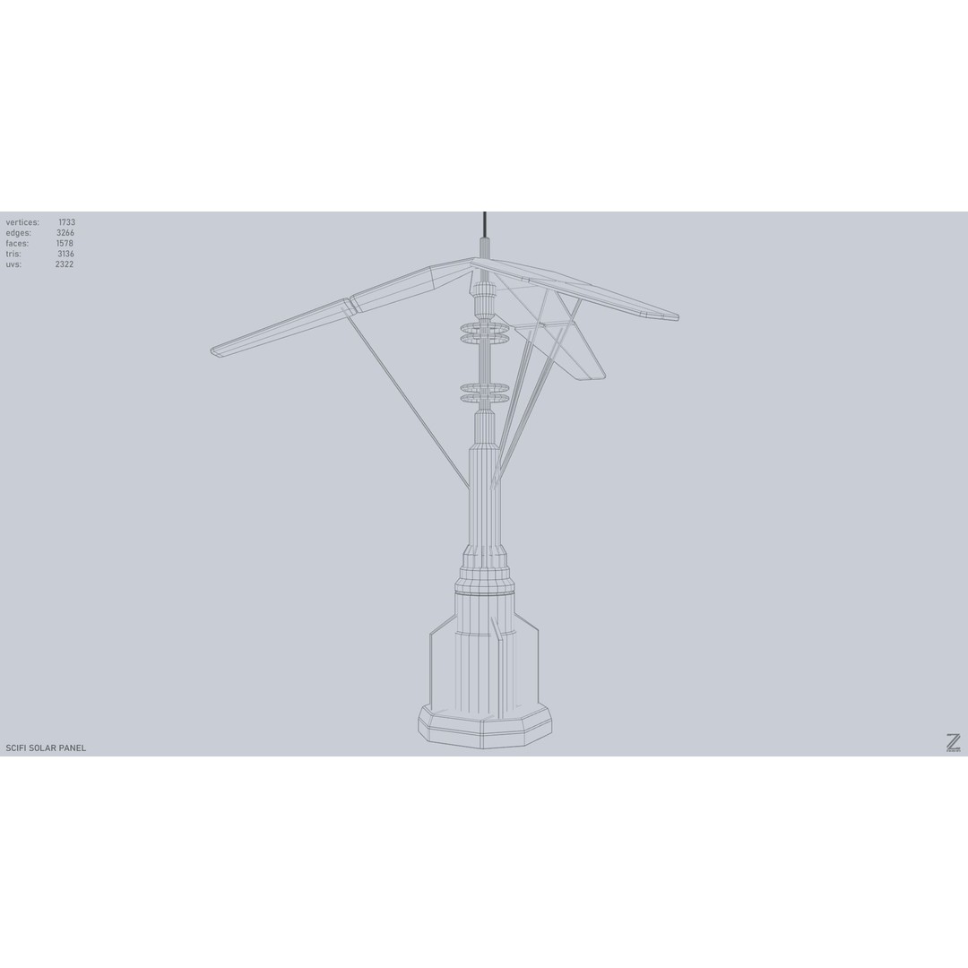 Sci-Fi Solar Panel 3D Model – Low Poly PBR Game Asset, FBX, OBJ - View 15