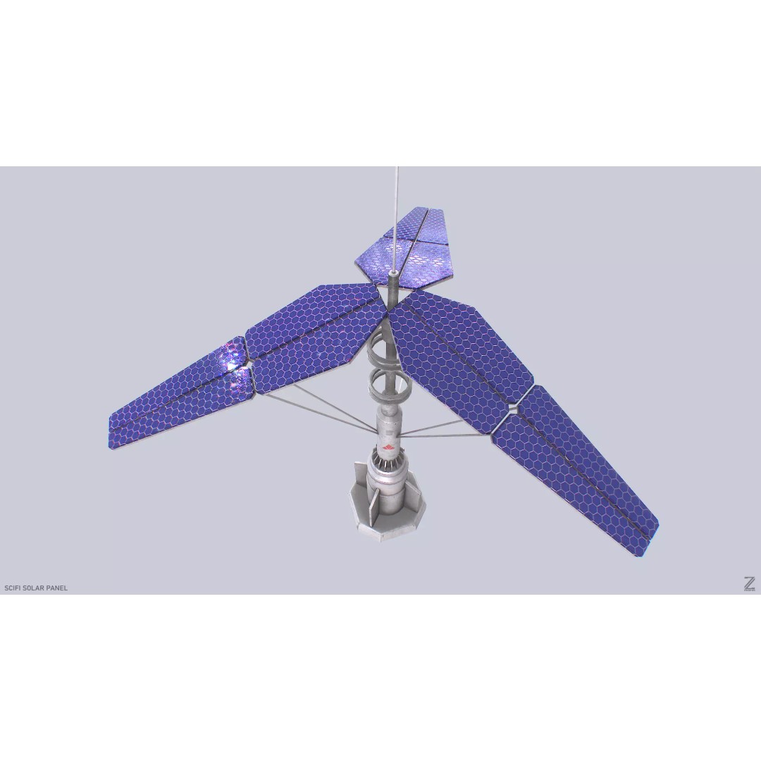 Sci-Fi Solar Panel 3D Model – Low Poly PBR Game Asset, FBX, OBJ - View 2