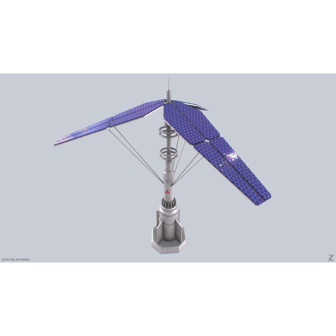 Sci-Fi Solar Panel 3D Model – Low Poly PBR Game Asset, FBX, OBJ - View 3