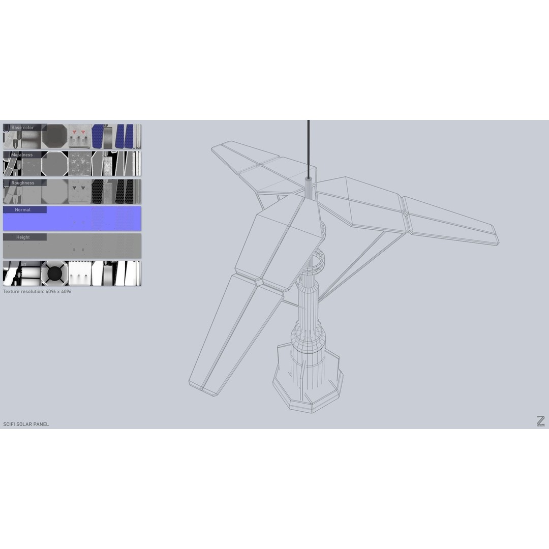 Sci-Fi Solar Panel 3D Model – Low Poly PBR Game Asset, FBX, OBJ - View 4