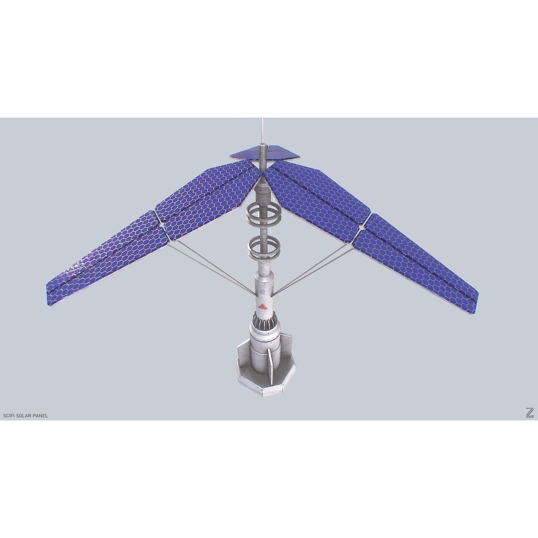 Sci-Fi Solar Panel 3D Model – Low Poly PBR Game Asset, FBX, OBJ - View 9