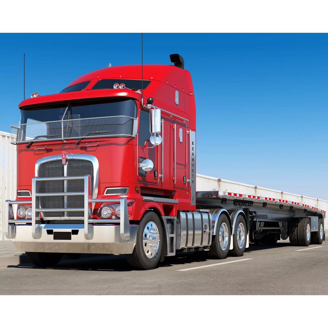 Kenworth K200 Flatbed 3D Model – Realistic Heavy-Duty Truck, FBX, OBJ - View 2