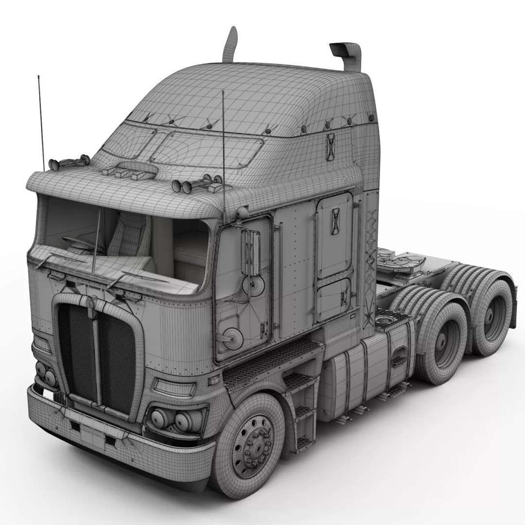 Kenworth K200 Flatbed 3D Model – Realistic Heavy-Duty Truck, FBX, OBJ - View 34