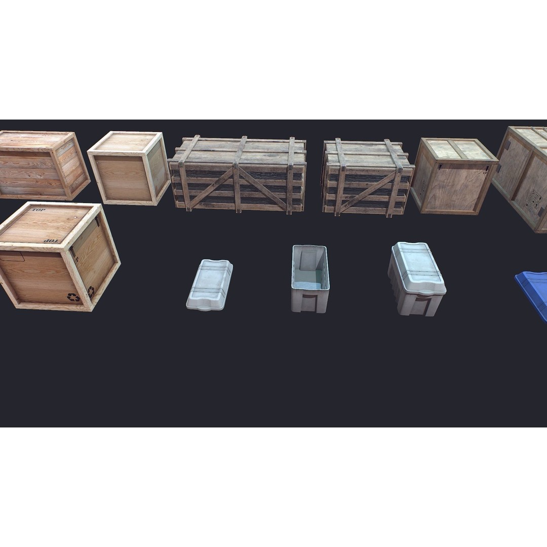 Box 3D Model – Low Poly Industrial Storage Container, FBX - View 10