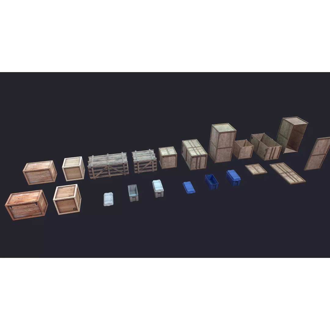 Box 3D Model – Low Poly Industrial Storage Container, FBX - View 2