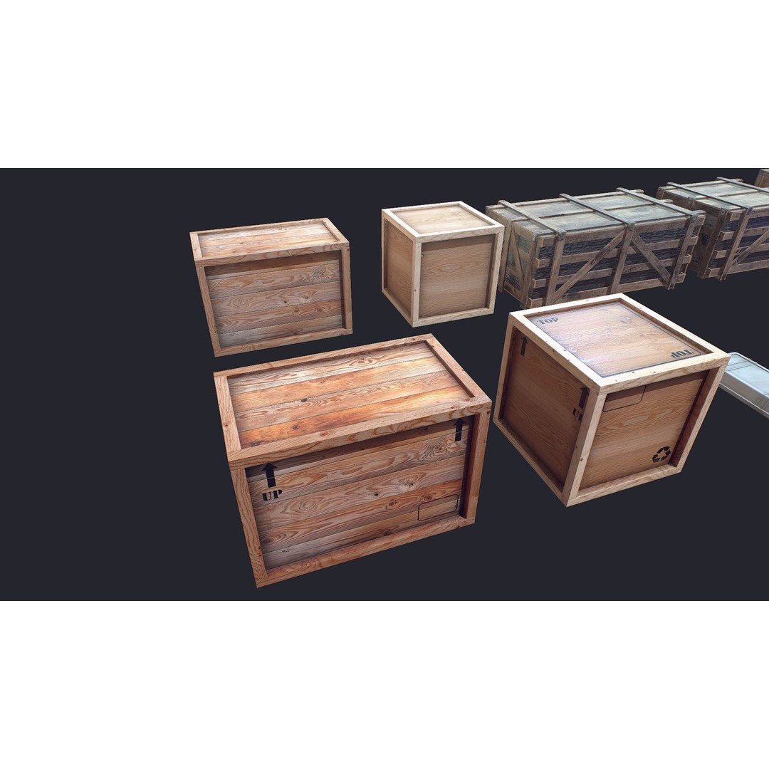 Box 3D Model – Low Poly Industrial Storage Container, FBX - View 3
