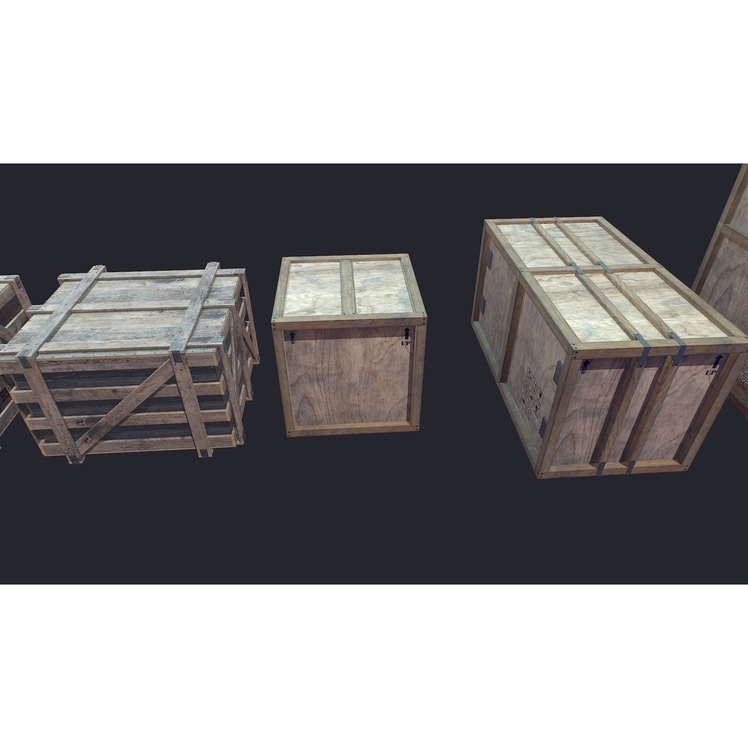 Box 3D Model – Low Poly Industrial Storage Container, FBX - View 5