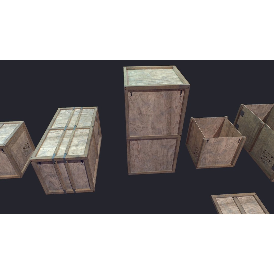 Box 3D Model – Low Poly Industrial Storage Container, FBX - View 6