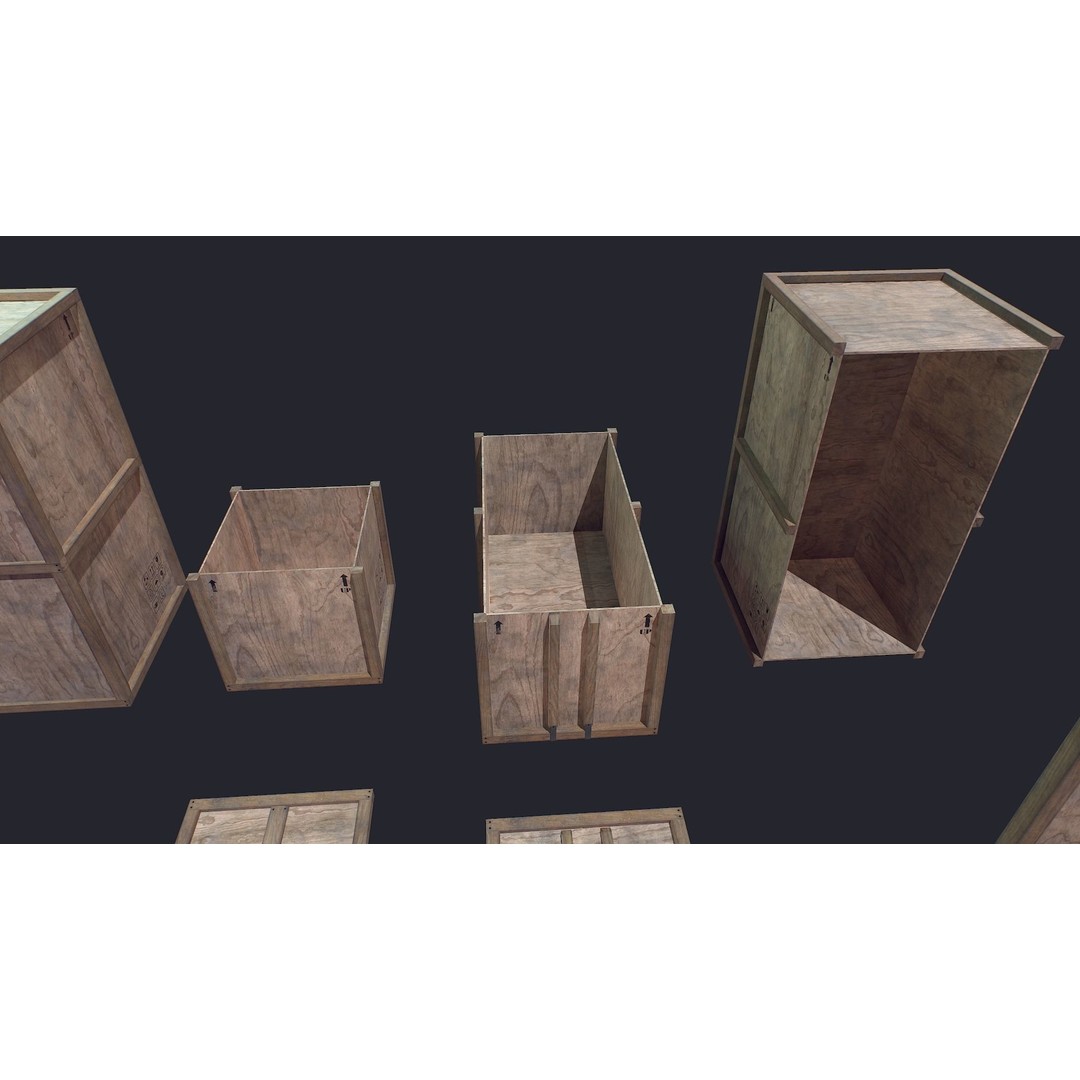 Box 3D Model – Low Poly Industrial Storage Container, FBX - View 7