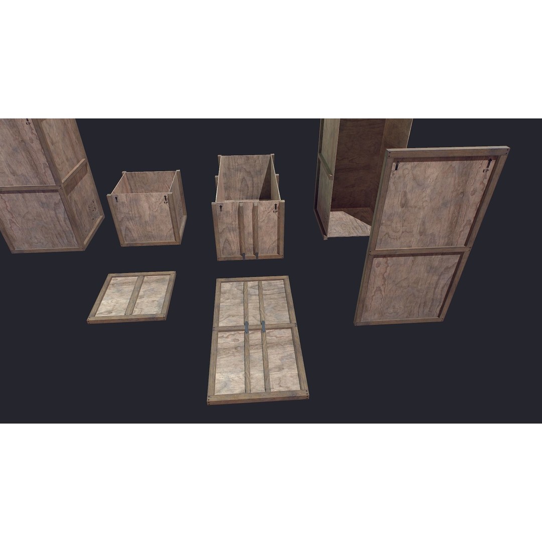 Box 3D Model – Low Poly Industrial Storage Container, FBX - View 8