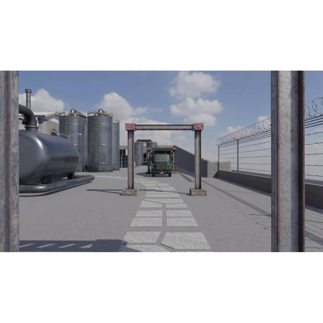 Industrial Waste Processing Facility 3D Model – Realistic Environment, PBR Textures - View 2