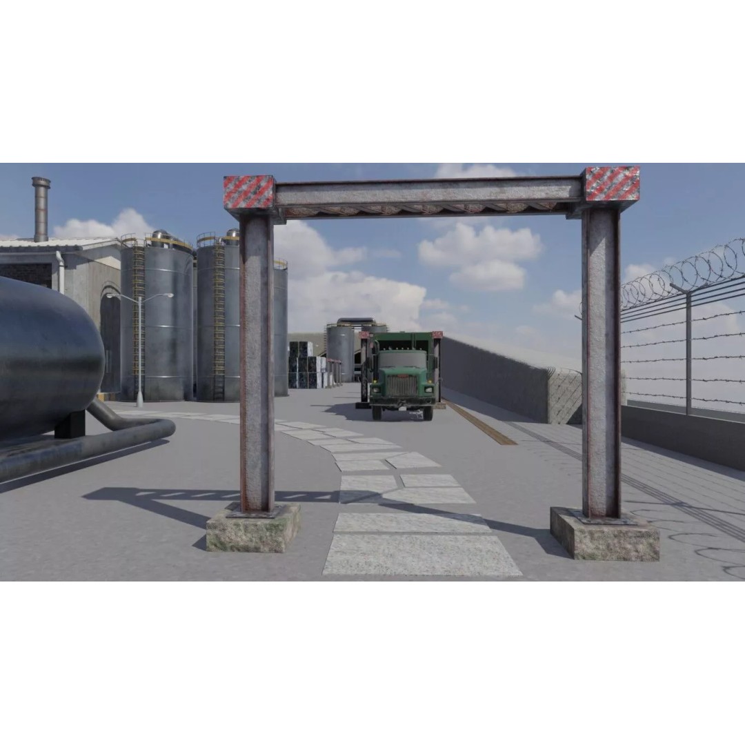 Industrial Waste Processing Facility 3D Model – Realistic Environment, PBR Textures - View 5