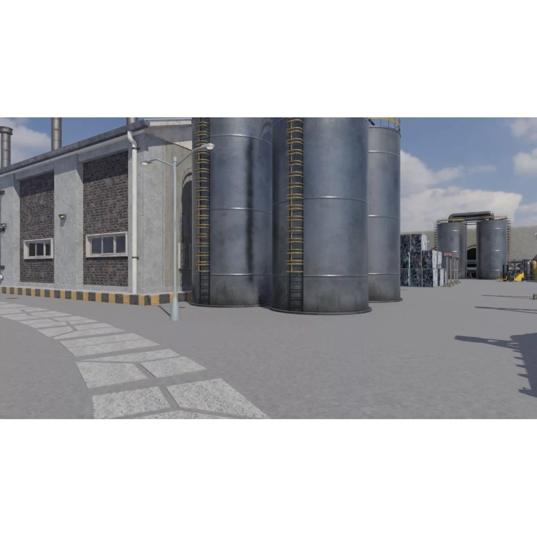 Industrial Waste Processing Facility 3D Model – Realistic Environment, PBR Textures - View 6