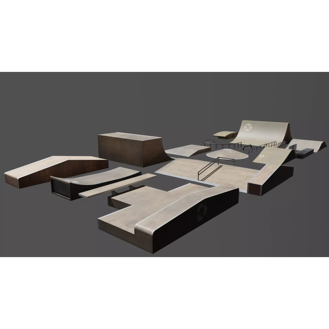 Skatepark SK8 3D Model – Low Poly Game Asset, FBX, OBJ - View 2