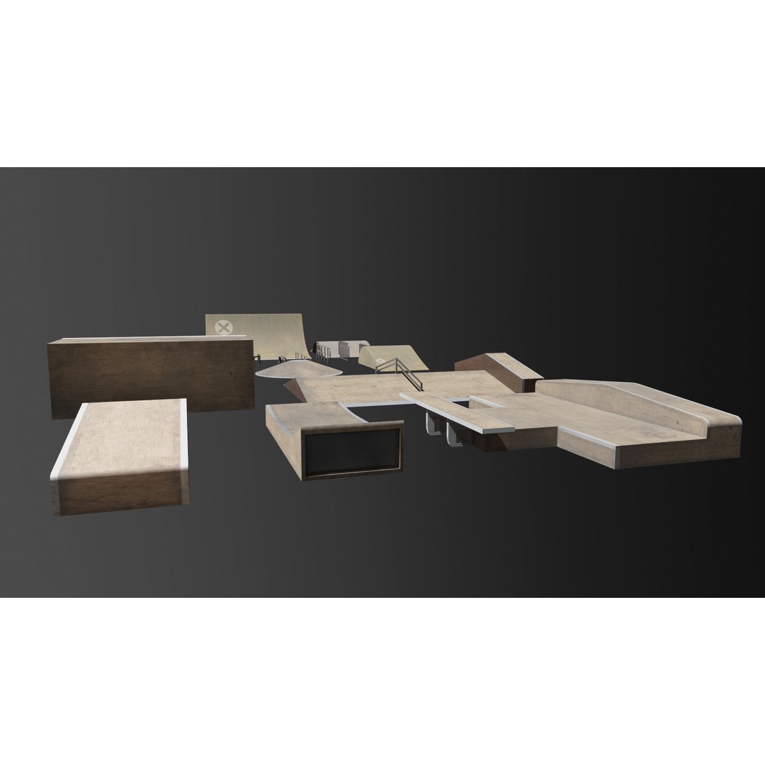 Skatepark SK8 3D Model – Low Poly Game Asset, FBX, OBJ - View 5