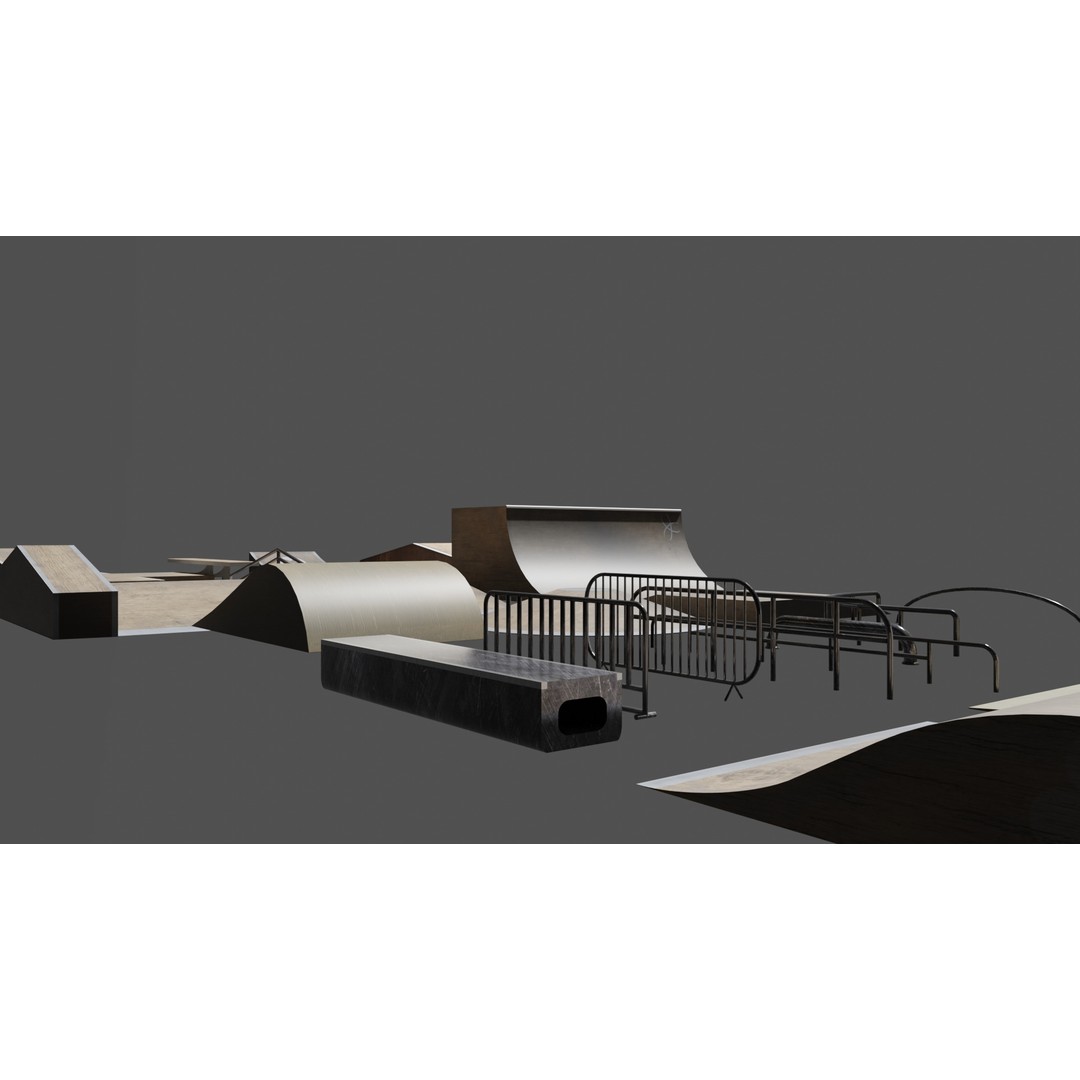 Skatepark SK8 3D Model – Low Poly Game Asset, FBX, OBJ - View 8