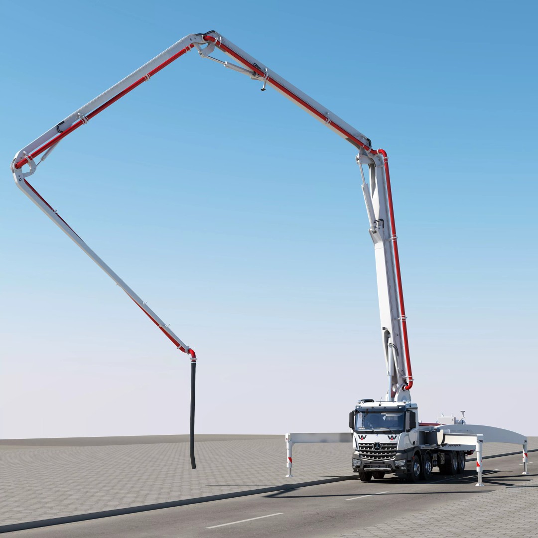 Mercedes AROCS 8X4 Concrete Pump 3D Model – Rigged Animation Asset - View 10