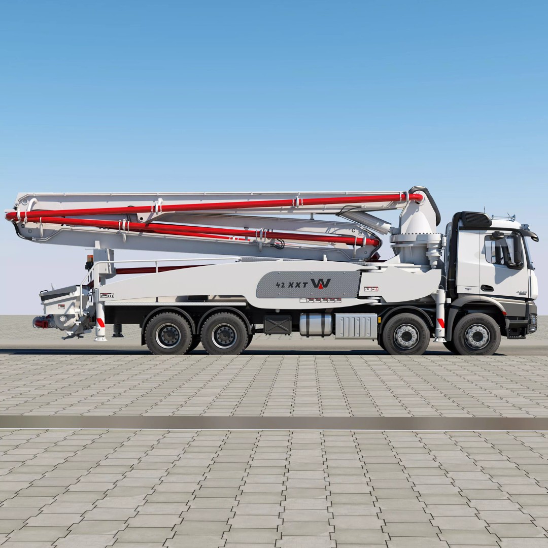 Mercedes AROCS 8X4 Concrete Pump 3D Model – Rigged Animation Asset - View 13