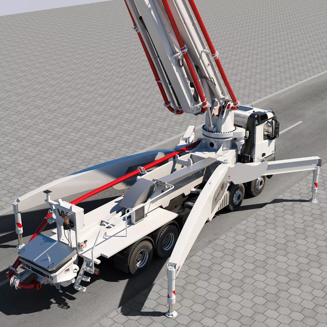 Mercedes AROCS 8X4 Concrete Pump 3D Model – Rigged Animation Asset - View 16