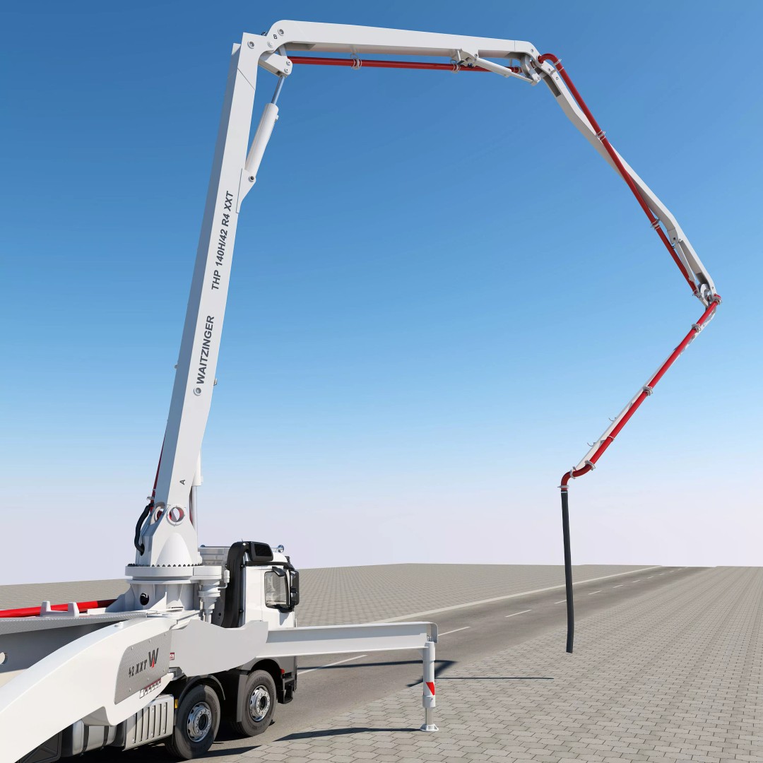 Mercedes AROCS 8X4 Concrete Pump 3D Model – Rigged Animation Asset - View 23