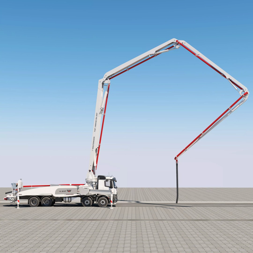 Mercedes AROCS 8X4 Concrete Pump 3D Model – Rigged Animation Asset - View 24