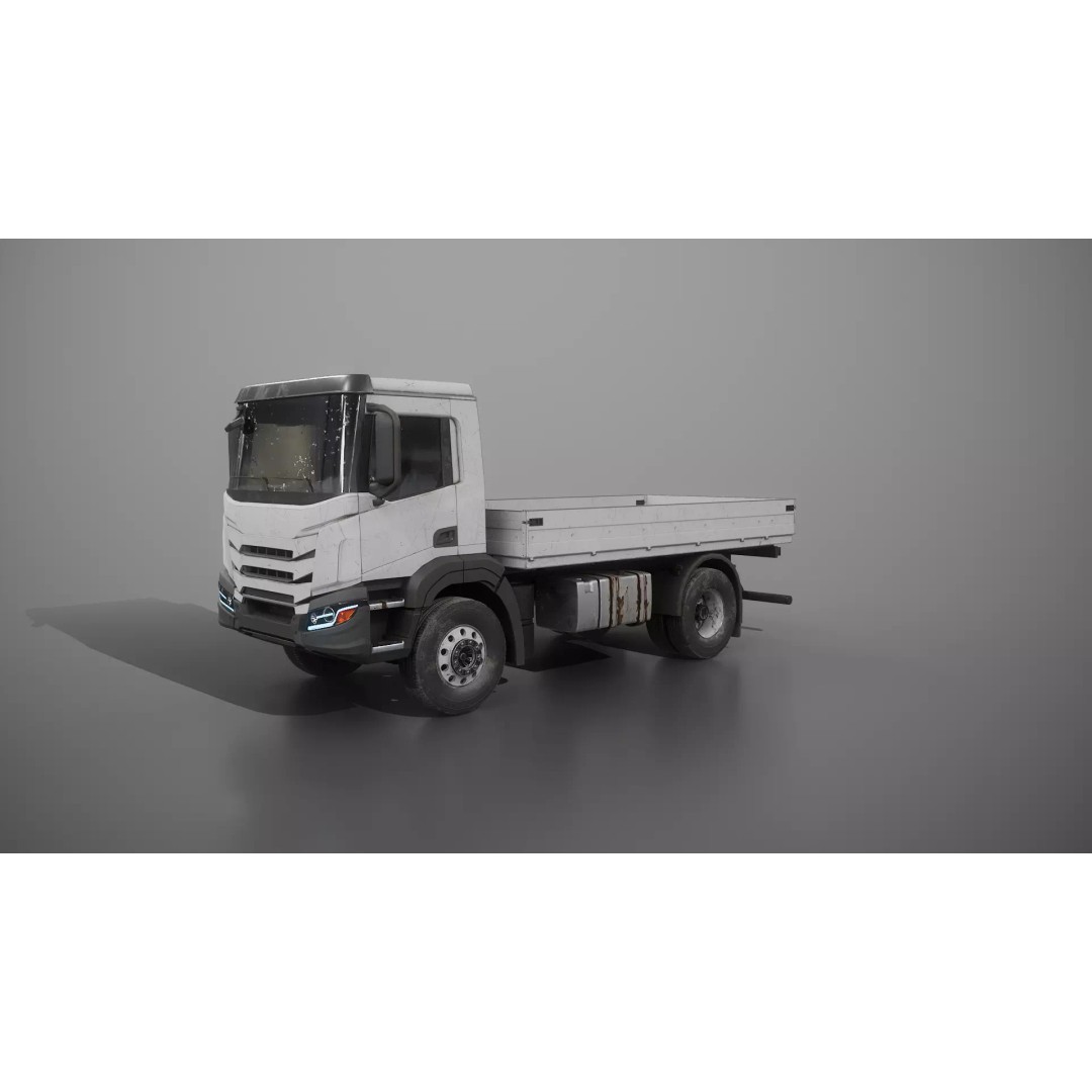 Realistic Flatbed Truck 3D Model – Aged & Rusted, PBR Textures