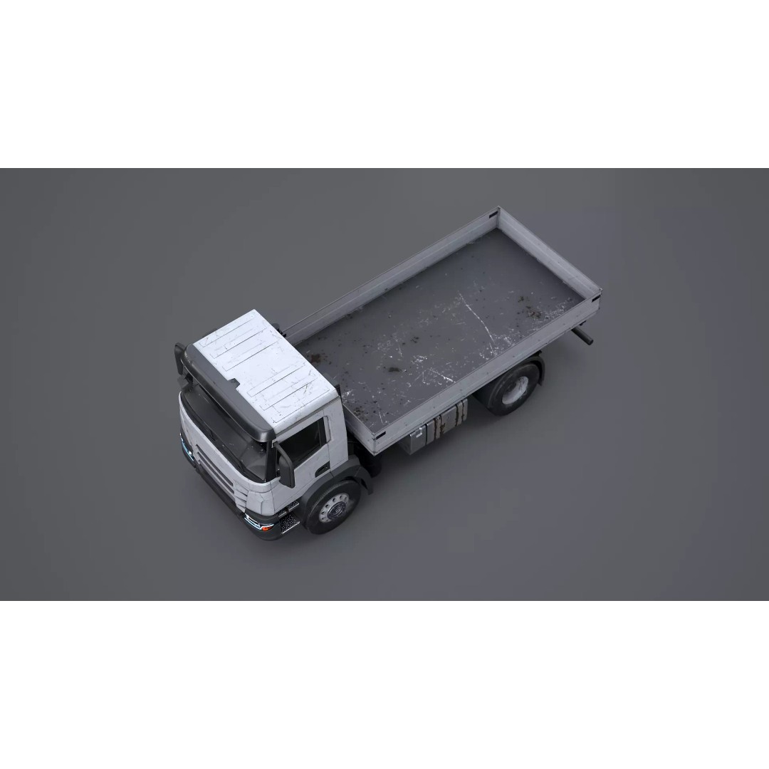 Realistic Flatbed Truck 3D Model – Aged & Rusted, PBR Textures - View 10