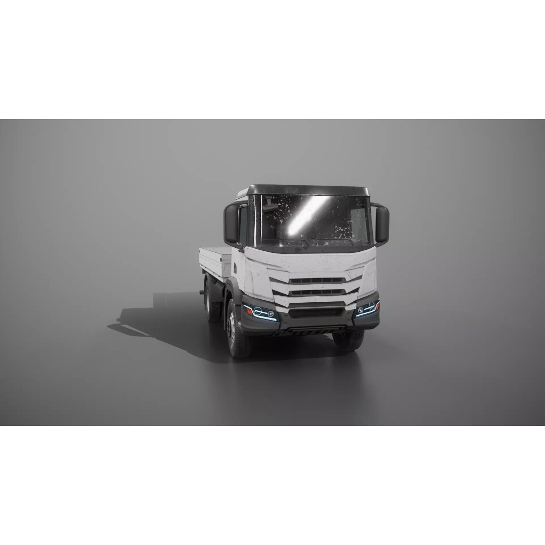 Realistic Flatbed Truck 3D Model – Aged & Rusted, PBR Textures - View 20