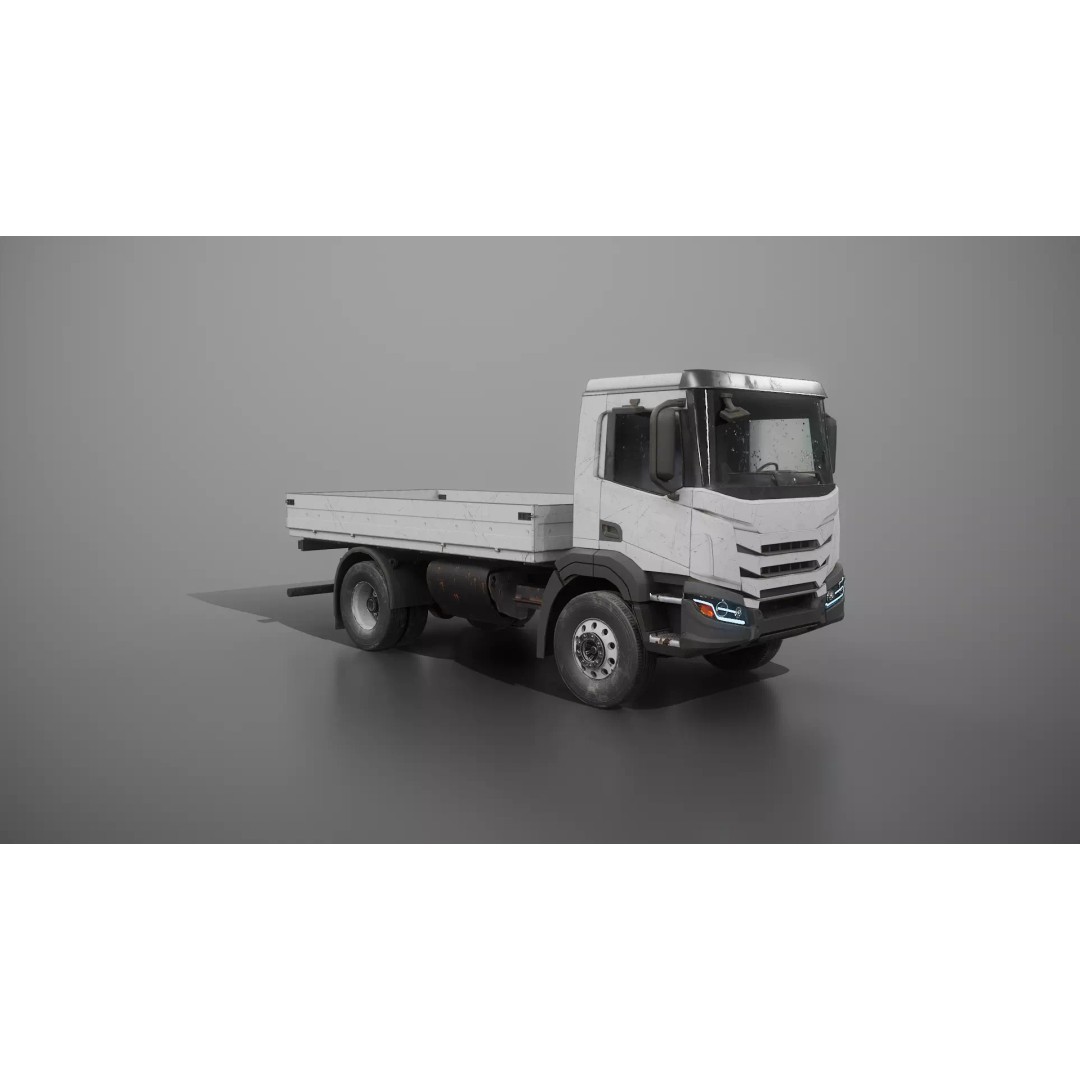 Realistic Flatbed Truck 3D Model – Aged & Rusted, PBR Textures - View 21