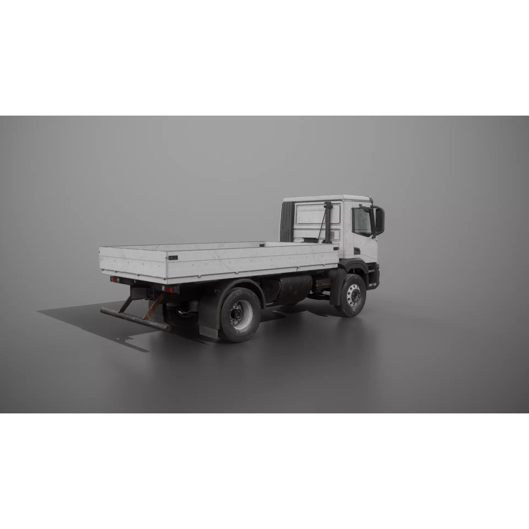 Realistic Flatbed Truck 3D Model – Aged & Rusted, PBR Textures - View 24