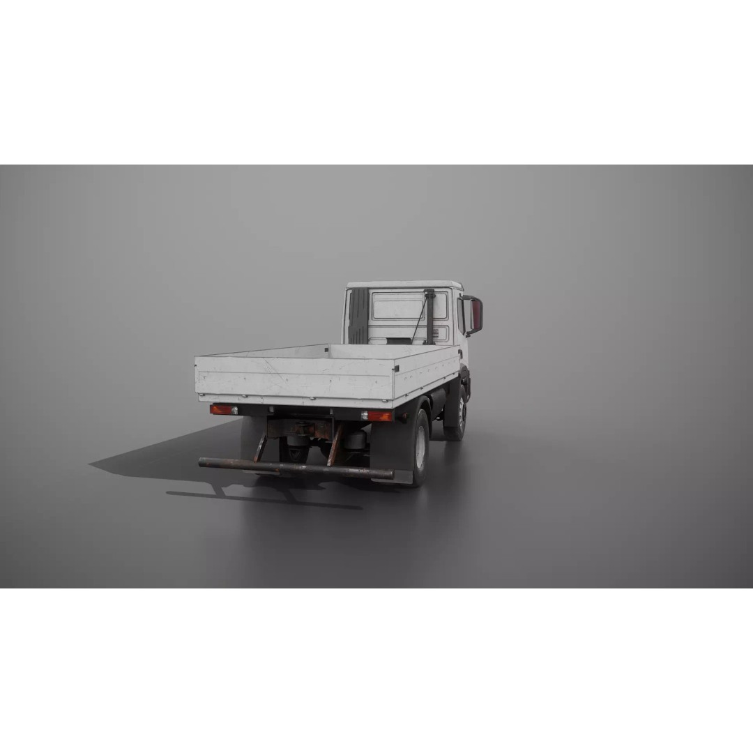 Realistic Flatbed Truck 3D Model – Aged & Rusted, PBR Textures - View 25