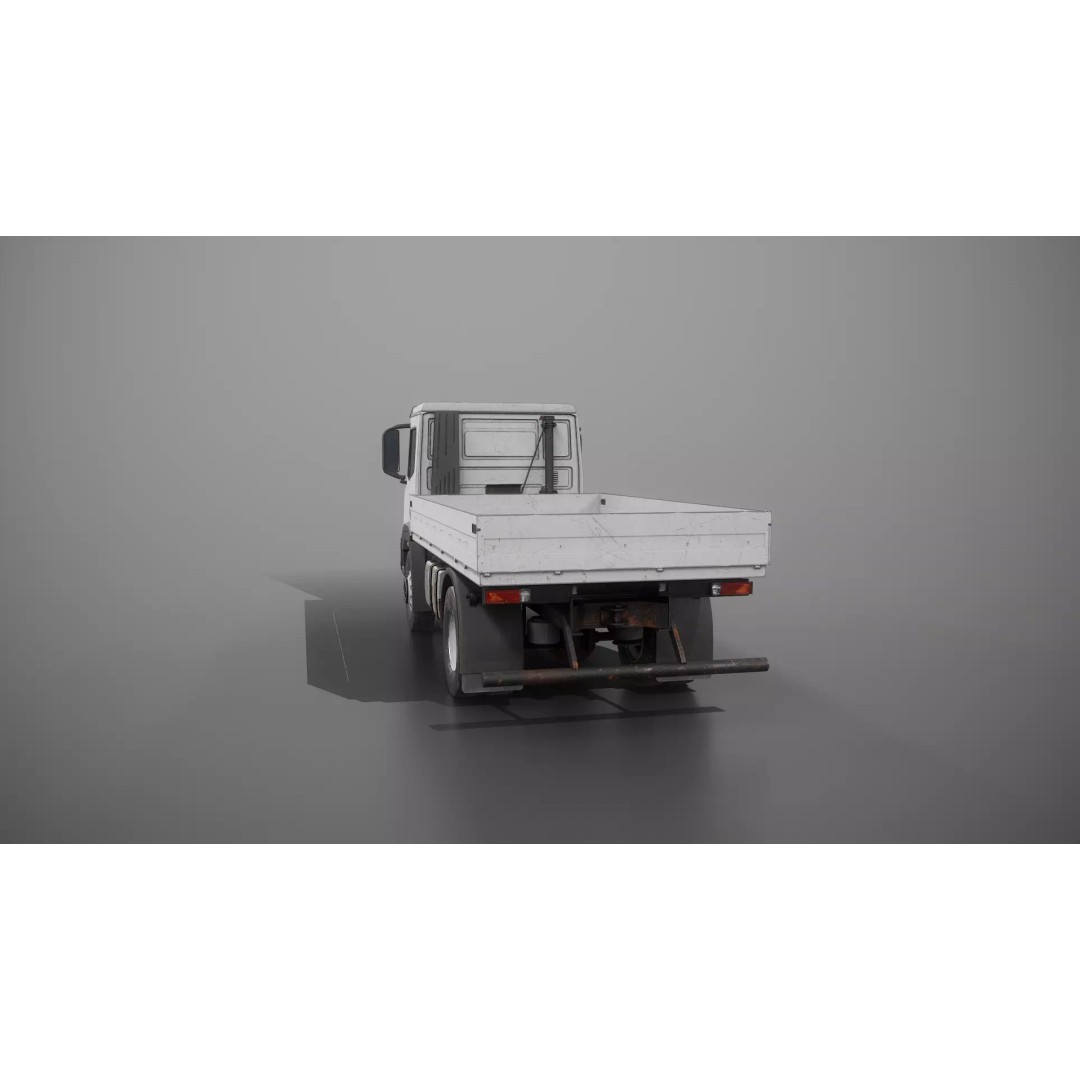 Realistic Flatbed Truck 3D Model – Aged & Rusted, PBR Textures - View 26