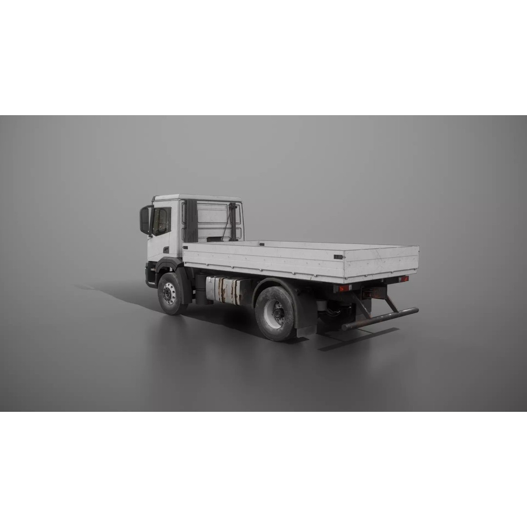 Realistic Flatbed Truck 3D Model – Aged & Rusted, PBR Textures - View 27