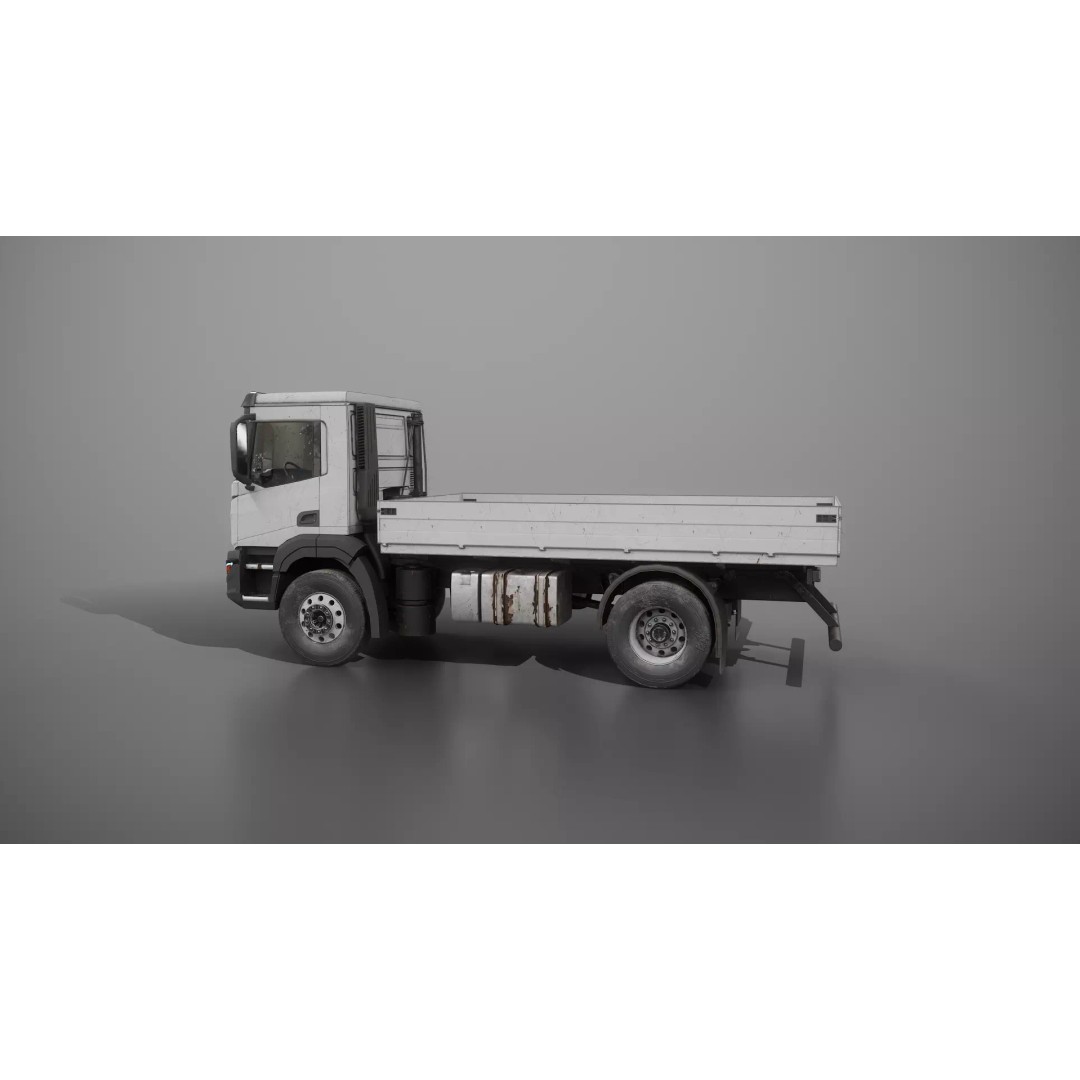 Realistic Flatbed Truck 3D Model – Aged & Rusted, PBR Textures - View 28