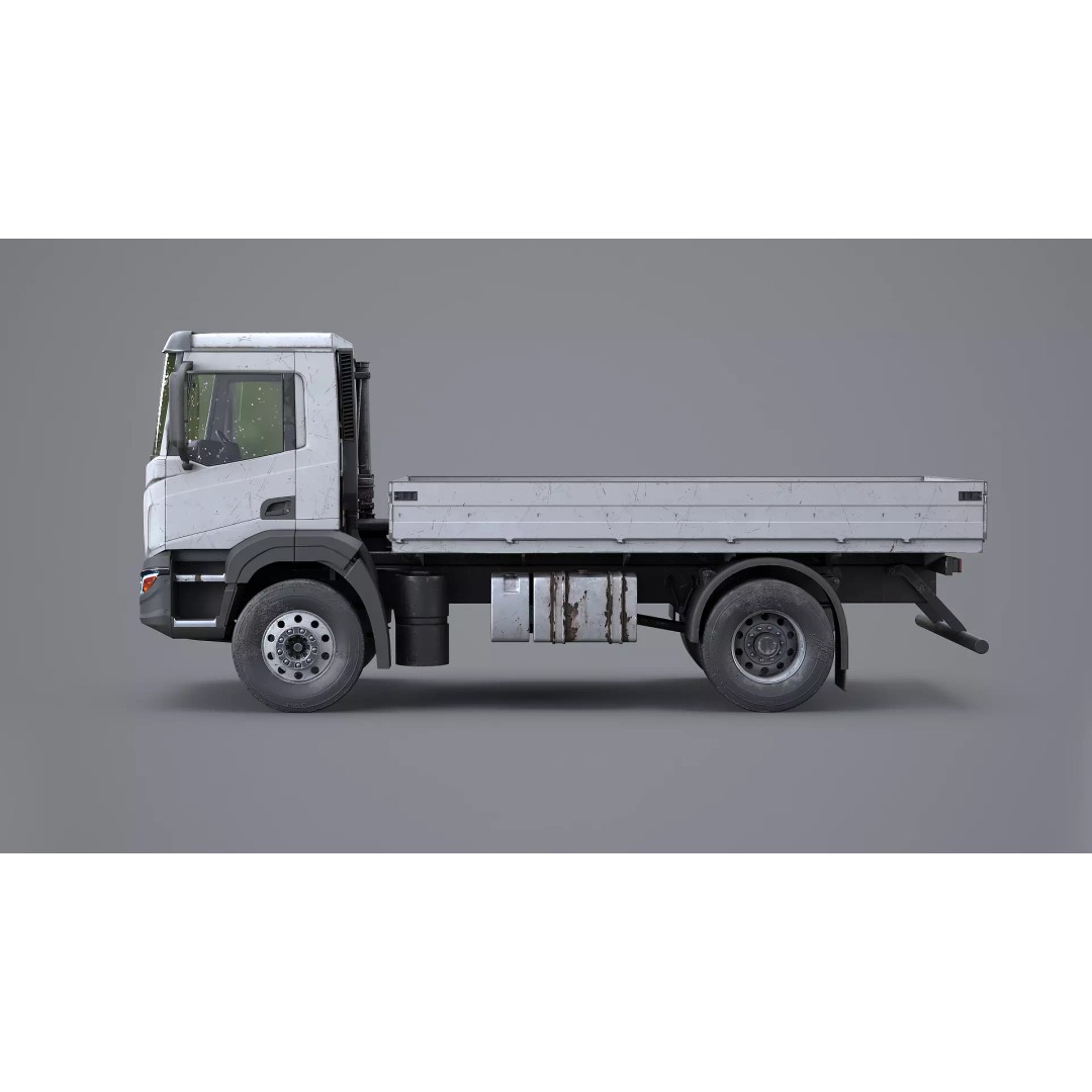 Realistic Flatbed Truck 3D Model – Aged & Rusted, PBR Textures - View 3