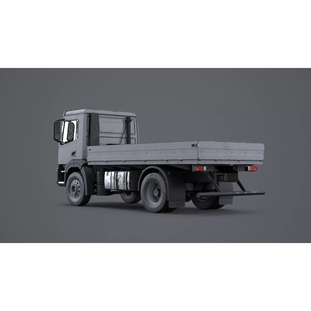 Realistic Flatbed Truck 3D Model – Aged & Rusted, PBR Textures - View 4